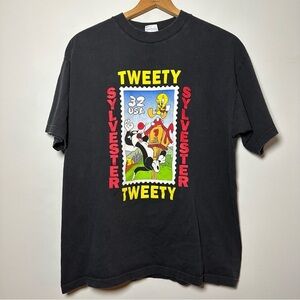 Vintage 1997 Looney Tunes Stamp Collection Tweety Sylvester Tee Unisex Sz L/XL
